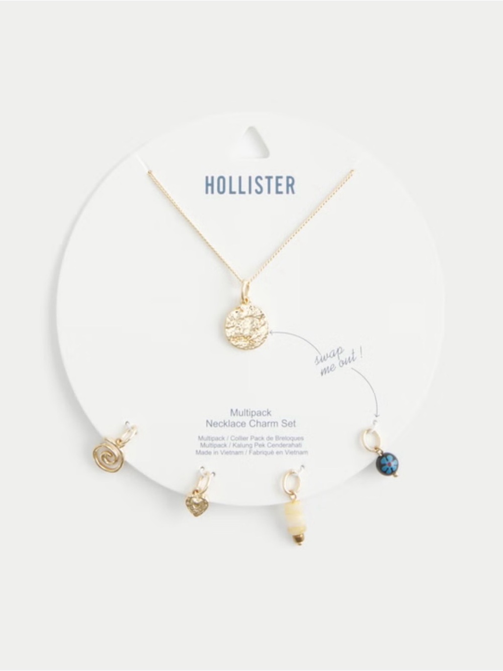 Hollister Gold Multicharm Necklace Set with Blue Accent